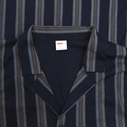 ISA Bodywear Schlafanzug aus merzerisierter Baumwolle Größe L - Navy Stripes
