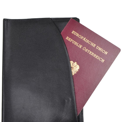Maître Leather Passport Case/Wallet - Black