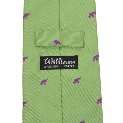 William Silk Elephant Tie -Green