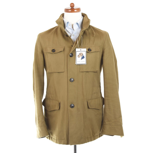 Massimo Dutti Baumwoll-Leinen-Safarijacke Größe M - Hellbraun