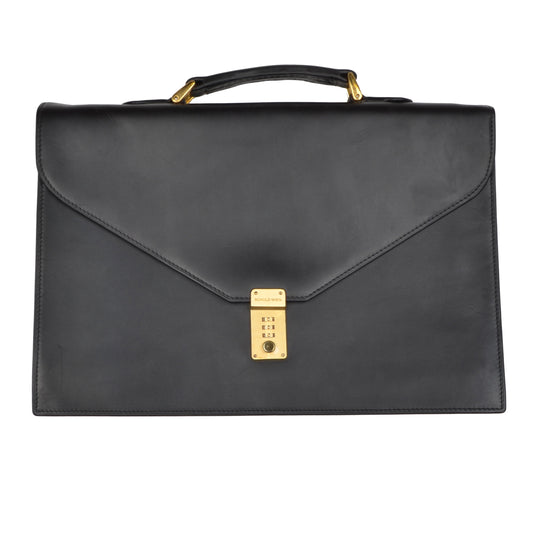 F. Schulz Wien Leather Briefcase - Matte Black