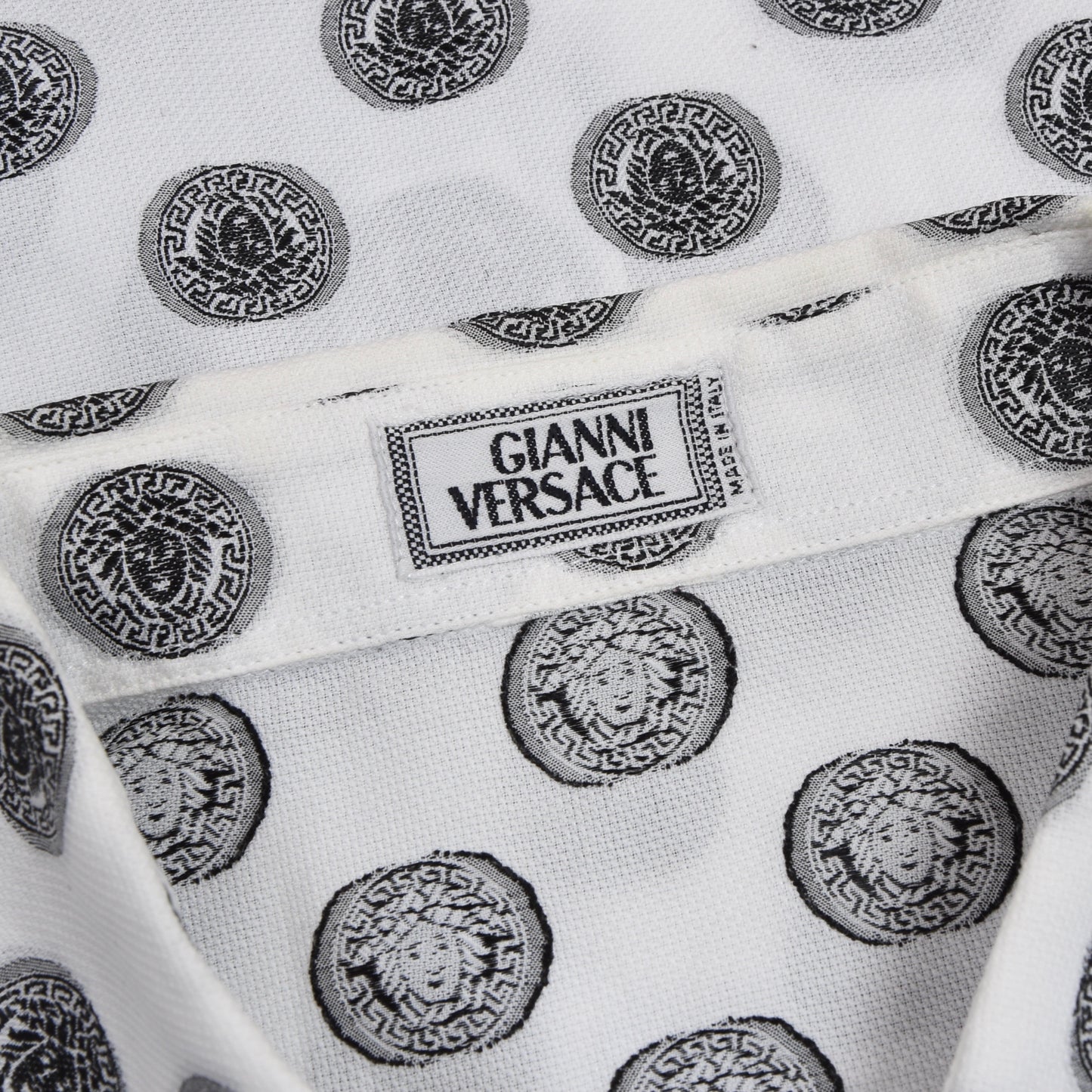 Vintage Gianni Versace Medusa Jacquard Shirt Size 48 - White