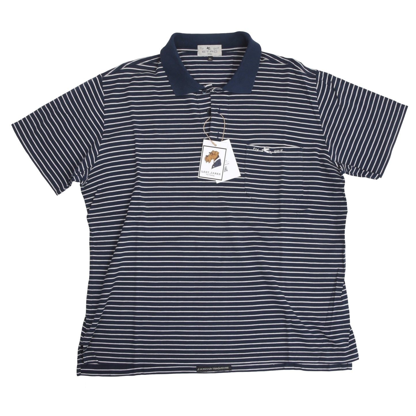 Etro Milano Golf Poloshirt Größe XL - Blau/Weiß gestreift