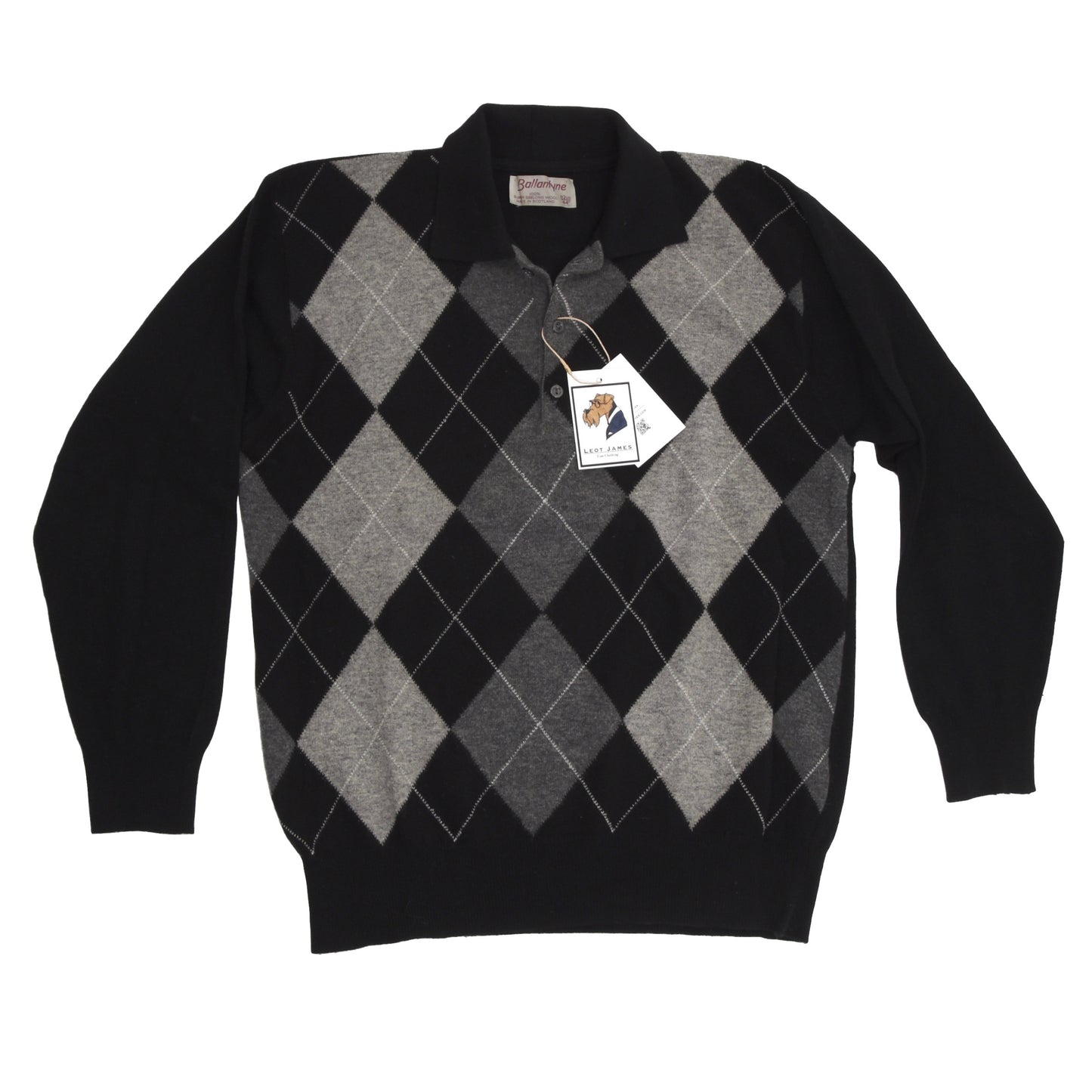 Jahrgang Ballantyne Argyle Polo Pullover - schwarz