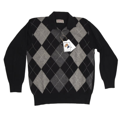 Jahrgang Ballantyne Argyle Polo Pullover - schwarz