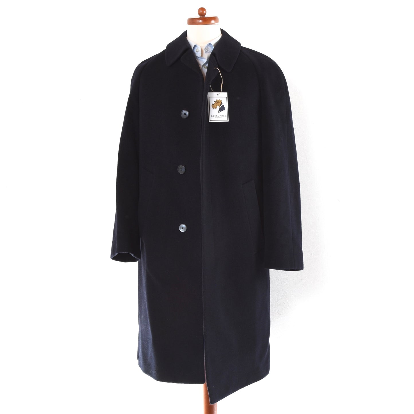 Pefri Modell Wool-Camel Balmacaan Overcoat Size 46  - Navy Blue