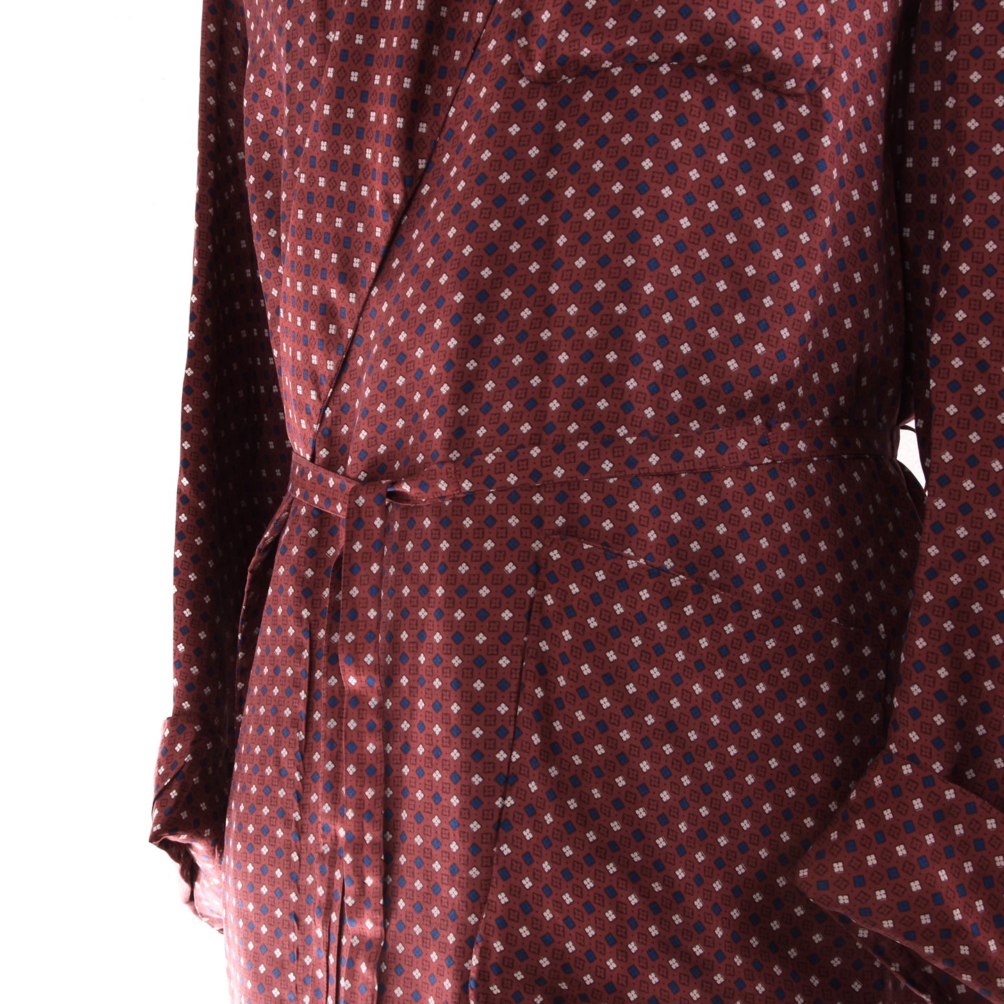 Handmade Silk Robe/Dressing Gown - Red Neat Print