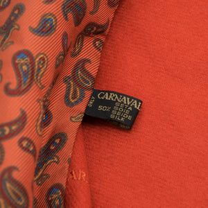 Carnaval de Venise Doppelseitiger Schal aus Seide und Wolle - Orange Paisley