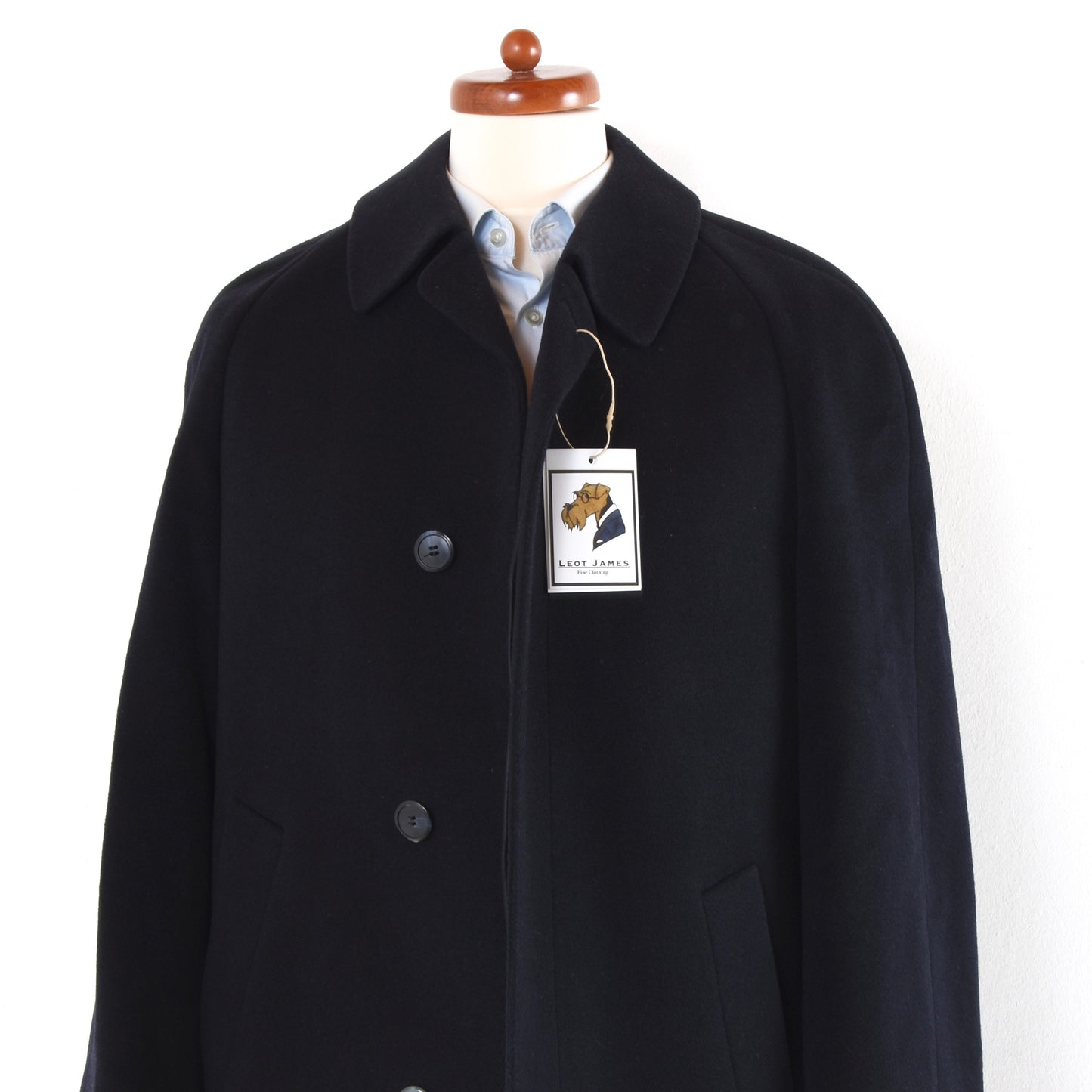 Pefri Modell Wool-Camel Balmacaan Overcoat Size 46  - Navy Blue
