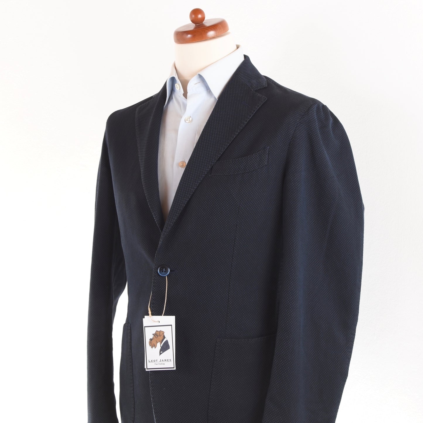 Luigi Bianchi Jacke aus rauer Baumwollmischung, Größe 48, Marineblau