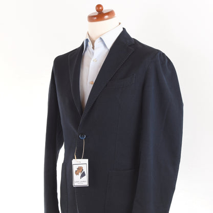 Luigi Bianchi Jacke aus rauer Baumwollmischung, Größe 48, Marineblau