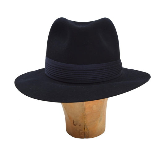 Borsalino Rainproof Line Felt Hat 7.5cm Brim Size 58 - Navy Blue