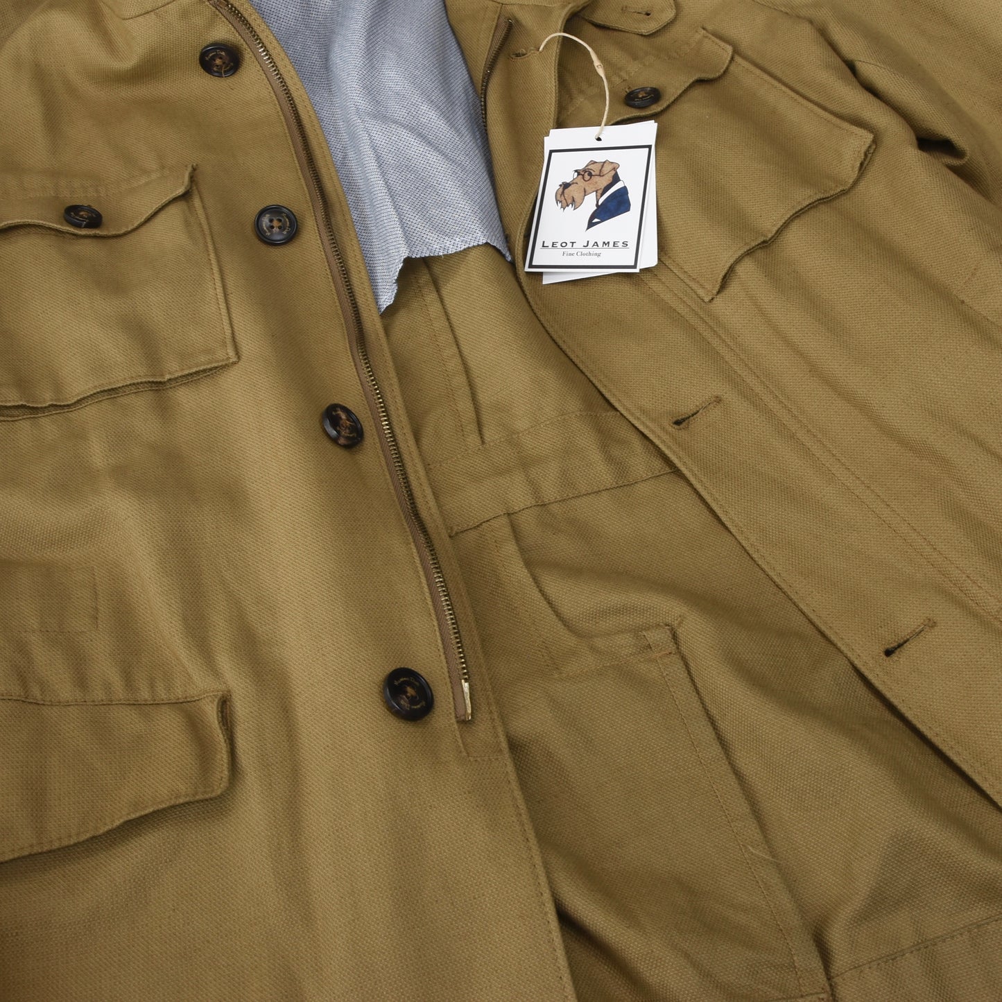 Massimo Dutti Cotton-Linen Safari Jacket Size M - Tan