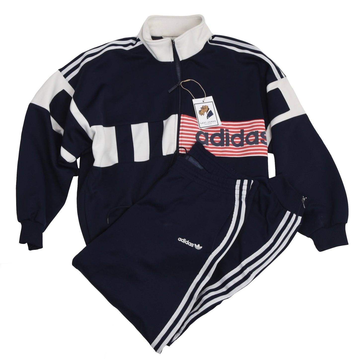 Vintage 90er Jahre Adidas Trainingsanzug Größe D5 - Marineblau