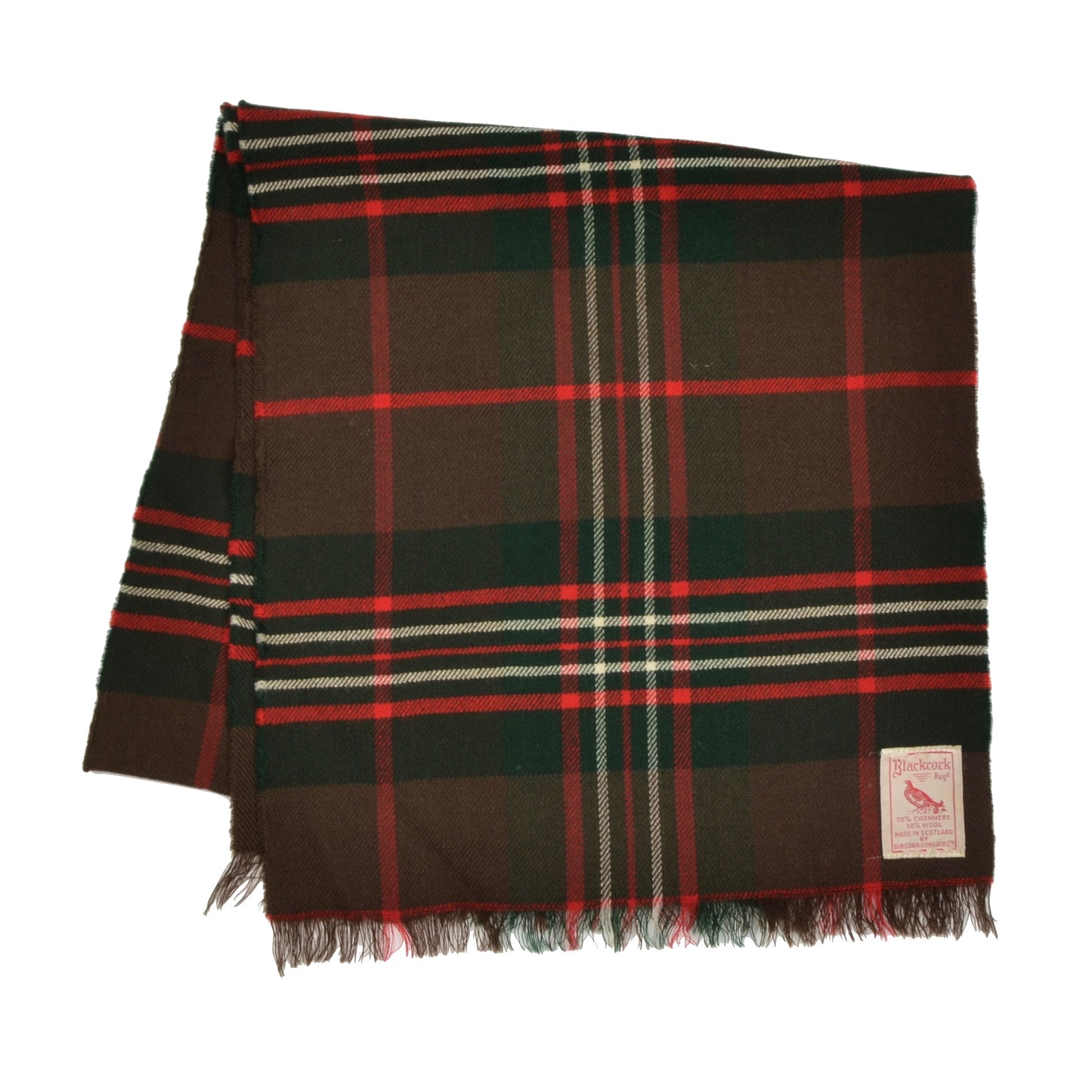 Blackcock Cashmere Wool Scarf - Brown Plaid