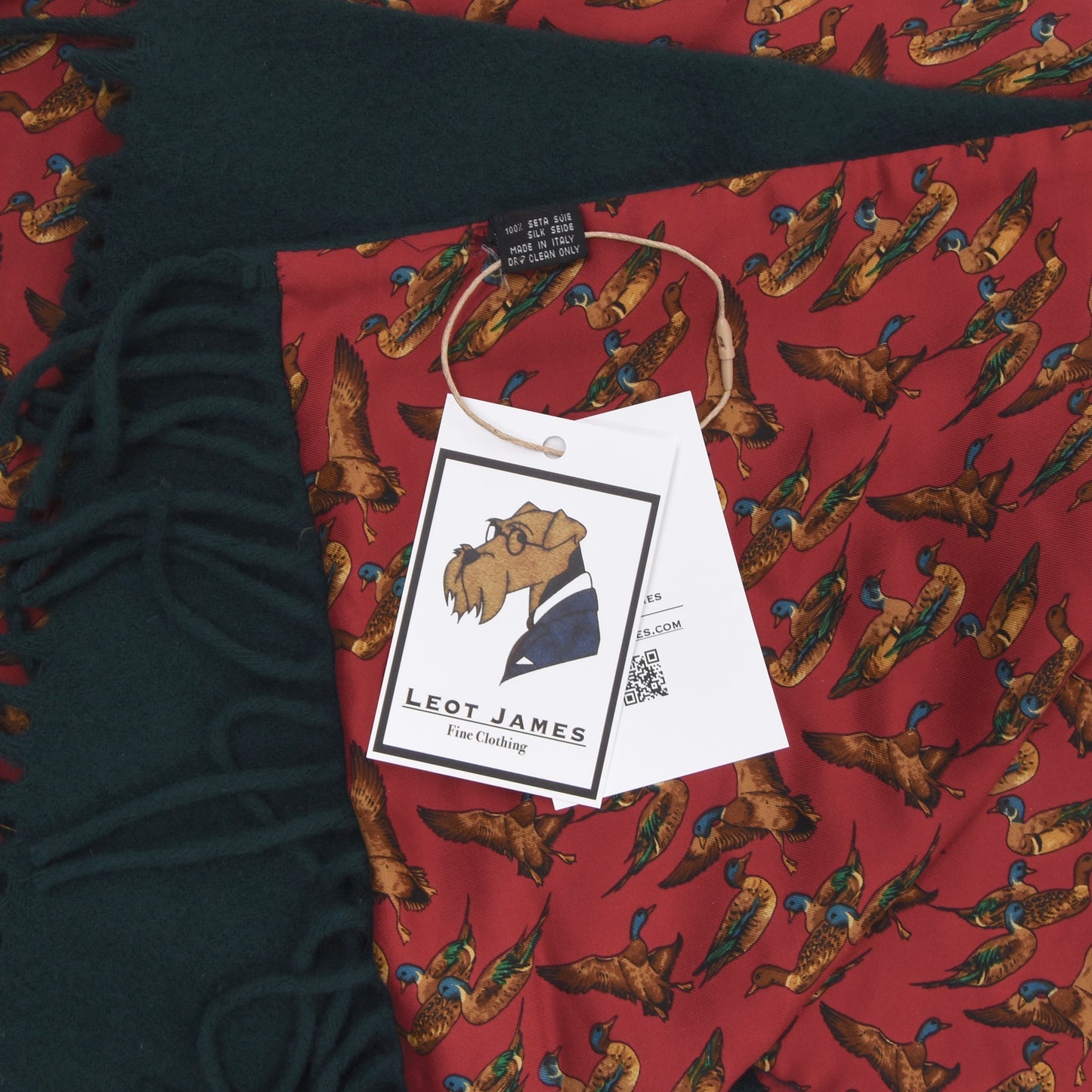 Double-Sided Silk/Wool Dress Scarf - Duck Print