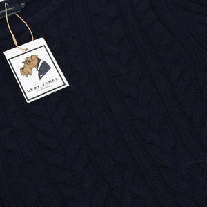 Suitsupply Zopfstrickpullover aus Wolle/Kaschmir Größe XXL – Marineblau