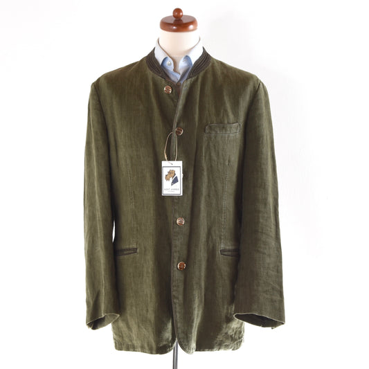 H. Moser Washed Linen Janker/Jacket Size 54 - Green