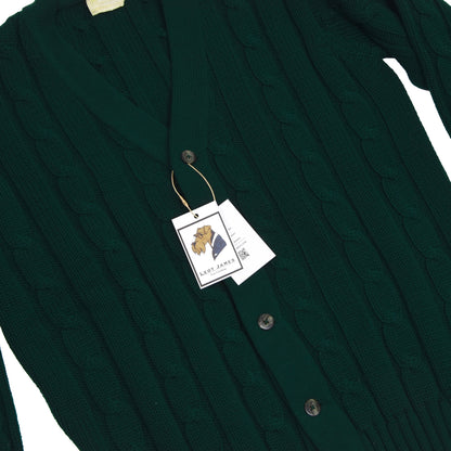 Kitex Vintage Cableknit Wool Cardigan Sweater - Emerald Green