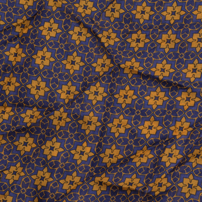 Massimo Dutti Silk Scarf - Blue & Yellow