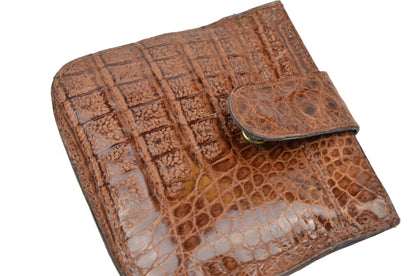 Genuine Crocodile Snap Coin Wallet - Tan/Brown