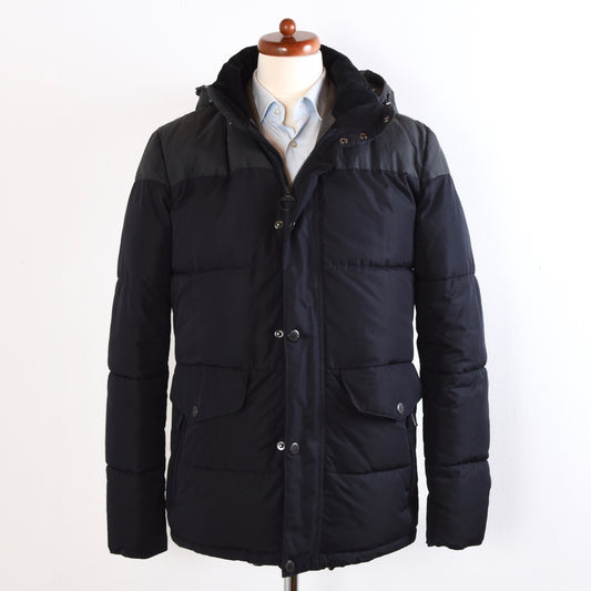 Barbour Cromer Fibredown Puffer Coat Size M - Navy/Grey