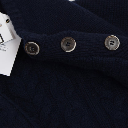 Suitsupply Zopfstrickpullover aus Wolle/Kaschmir Größe XXL – Marineblau