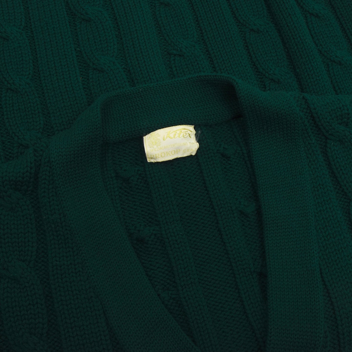 Kitex Vintage Cardigan mit Zopfmuster aus Wolle - Smaragdgrün