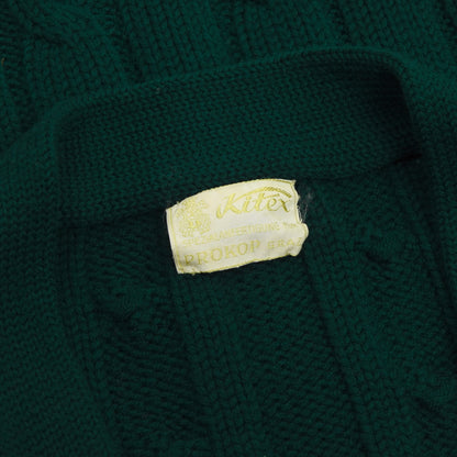 Kitex Vintage Cardigan mit Zopfmuster aus Wolle - Smaragdgrün