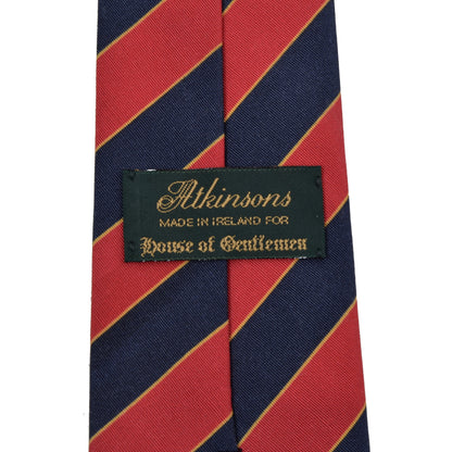 Atkinsons Krawatte aus irischer Popeline, Wolle/Seide, blau/rot gestreift