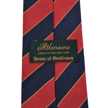 Laden Sie das Bild in den Galerie-Viewer, Atkinsons Krawatte aus irischer Popeline, Wolle/Seide, blau/rot gestreift