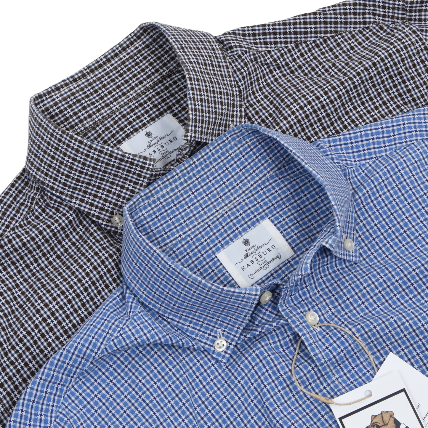 2x Kleidermanufaktur Habsburg Shirts Size 41 - Blue/Brown Plaid