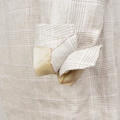 Sartoria Partenopea 100% Linen Jacket Size 58 - White/Grey/Pink Plaid