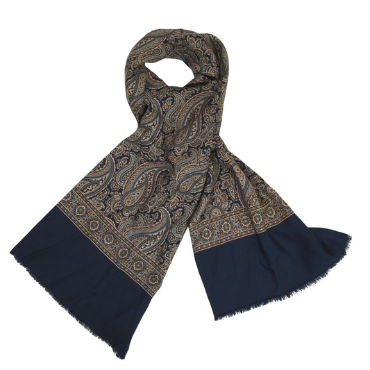 Maestro Silk Dress Scarf - Navy Paisley