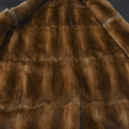 Vintage Wool Overcoat Feat. Persian Lamb Collar & Fur Lining - Grey