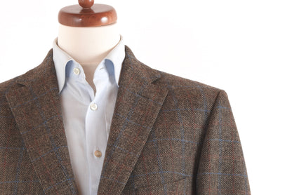 DAKS London Tweed Jacke Größe 27 - Braunes Fischgrätenmuster