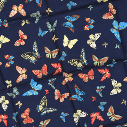 Christian Fischbacher Silk Scarf - Navy Butterflies