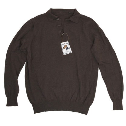 Royal Class Silk-Cashmere Polo Sweater Size L/52-54  - Brown