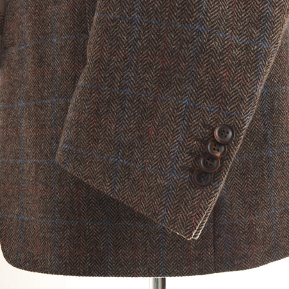 DAKS London Tweed Jacke Größe 27 - Braunes Fischgrätenmuster