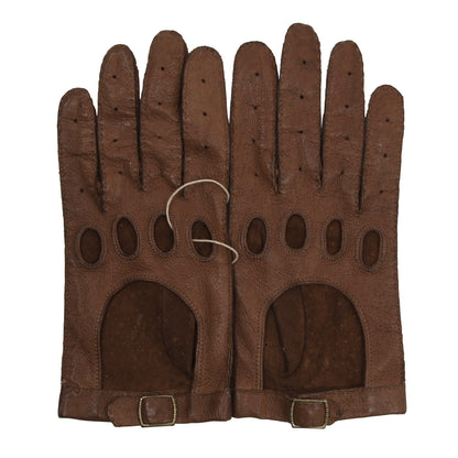 Classic Unlined Leather Driving Gloves - Brown