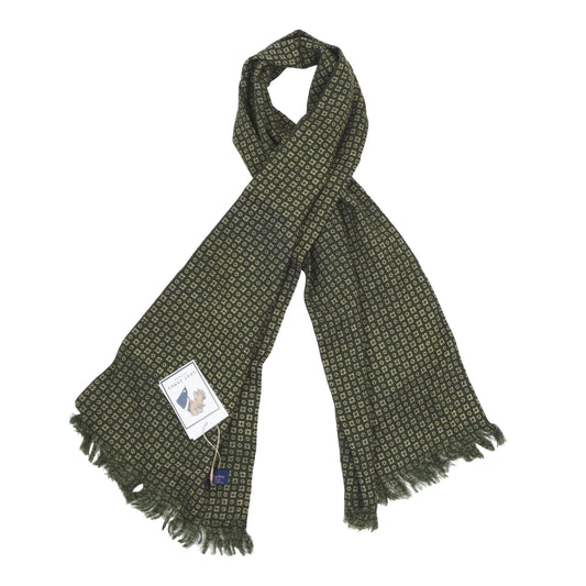 Welch Margetson 100% Wool Challis Scarf 144cm - Green Neat