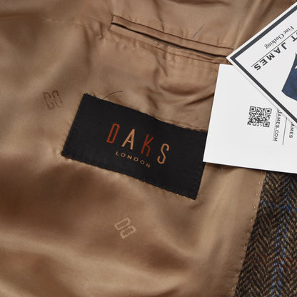 DAKS London Tweed Jacke Größe 27 - Braunes Fischgrätenmuster