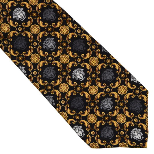 Vintage Gianni Versace '90s Barocco Silk Tie - Gold Medusas