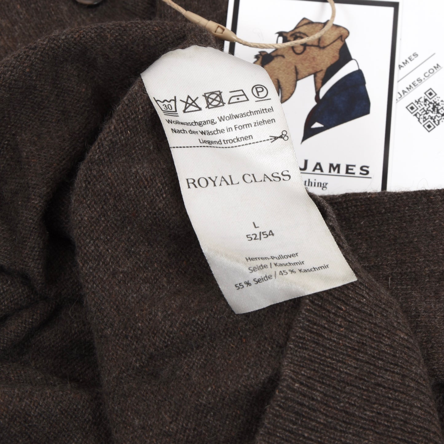 Royal Class Silk-Cashmere Polo Sweater Size L/52-54  - Brown