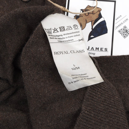 Royal Class Silk-Cashmere Polo Sweater Size L/52-54  - Brown