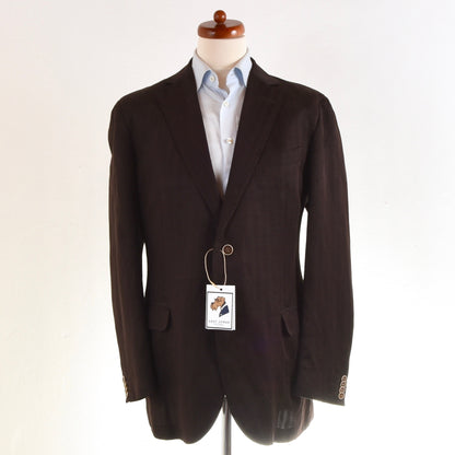 Zegna Linen/Silk Light Jacket Size 54 - Chocolate Brown