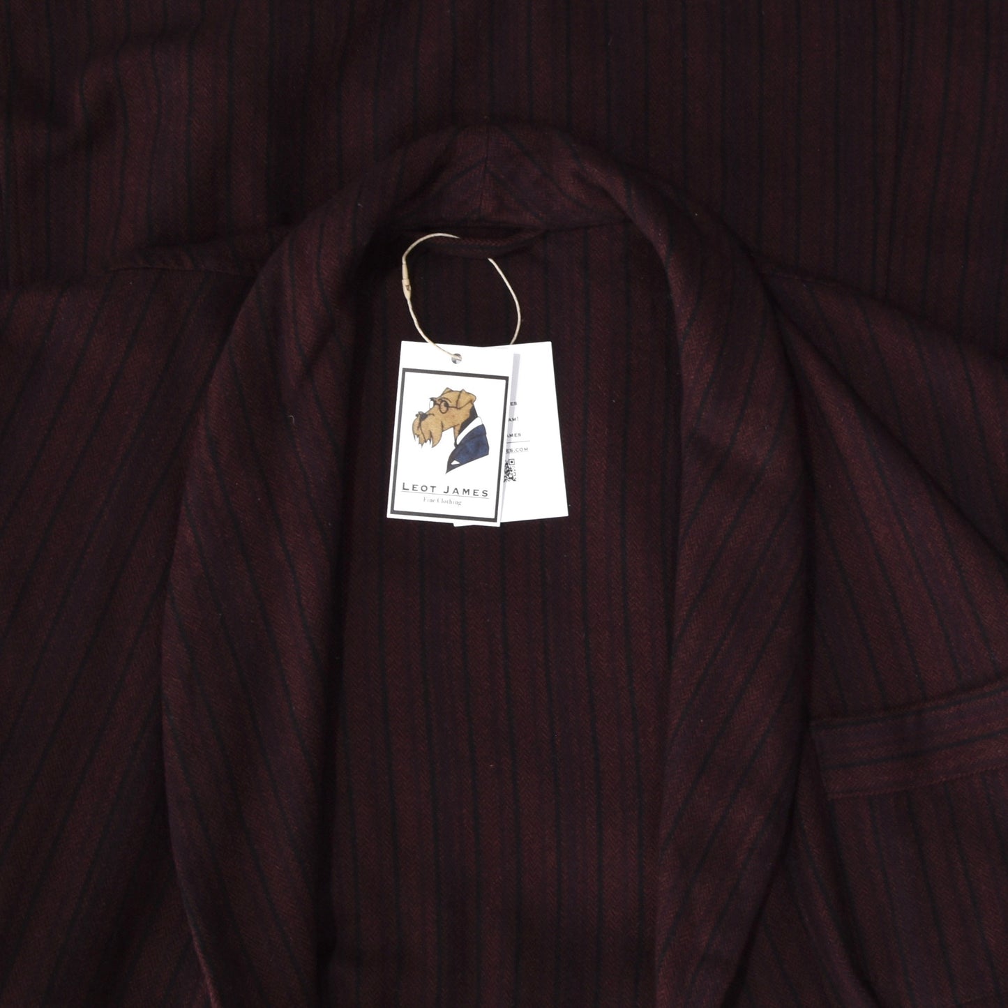 Classic Shawl Collar Wool Robe - Burgundy/Black Stripes