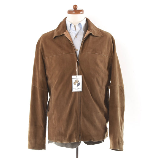 Milestone Goat Suede Leather Jacket Size 54 - Brown