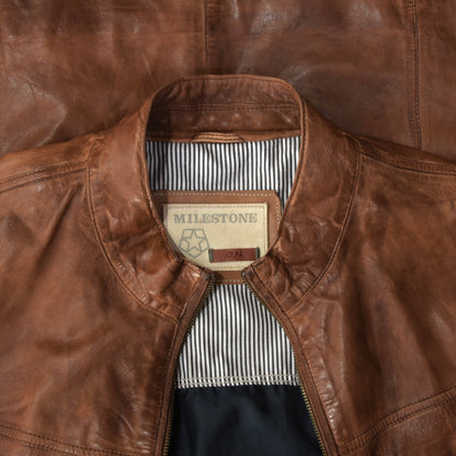 Milestone Lamb Leather Jacket Size 56/XXL - Cognac Brown