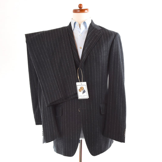 Etro Milano Wool Flannel Suit Size 52 - Grey Chalk Stripe